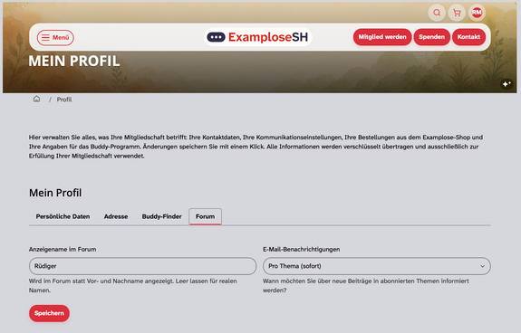 Ansicht Profilseite