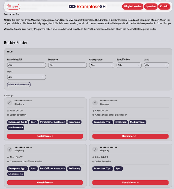 Ansicht Buddy-Finder Modul