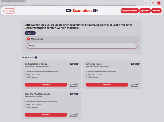 Ansicht Modulseite Beratungsfinder